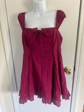 Women Cap Sleeve Eyelet Mini A-Line Dress - Wild Fable Berry Purple NWT Size M